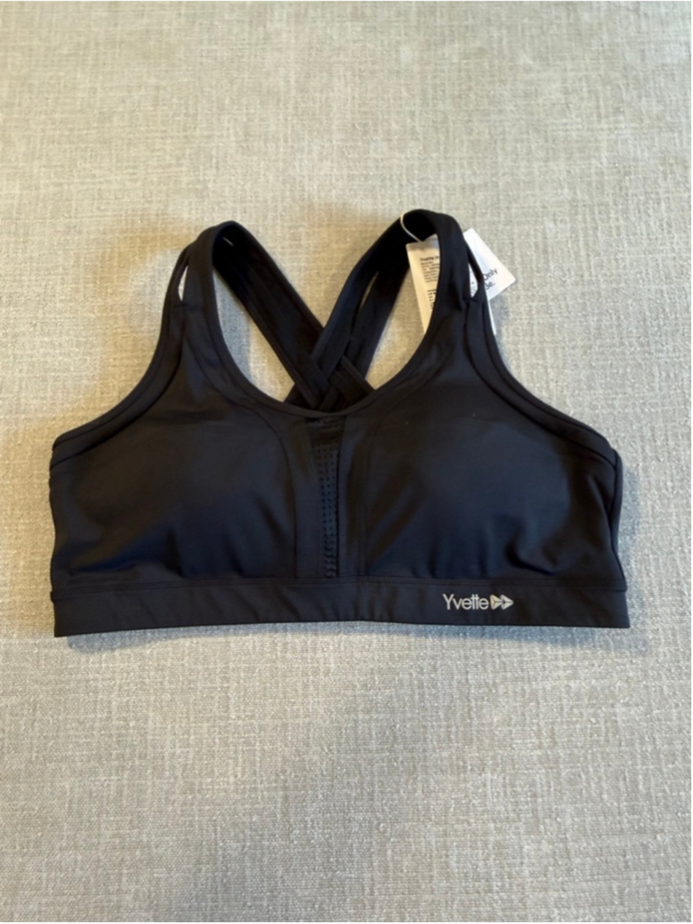 Yvette Power Cross Back Padded Running Bra black sports bra 3XL